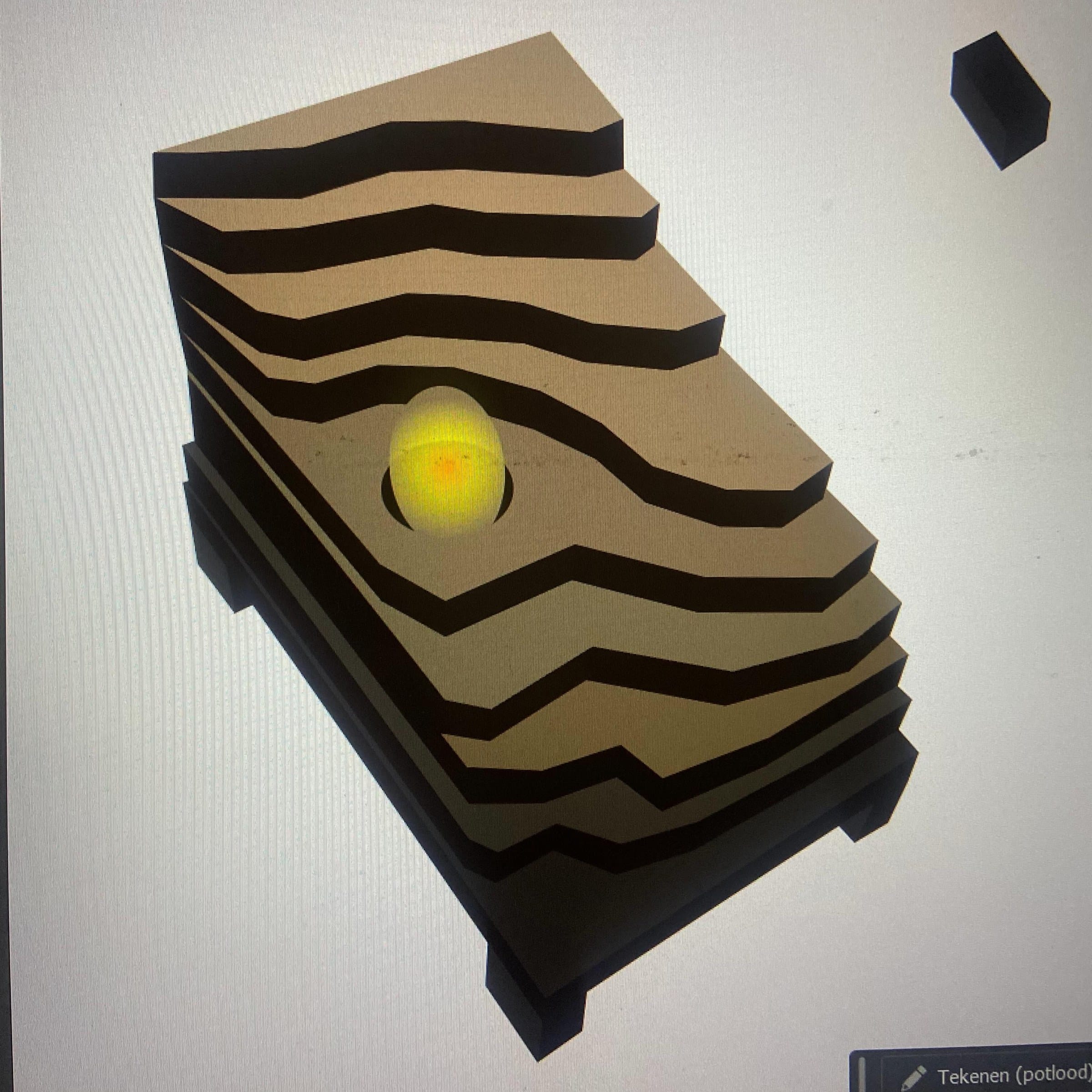 Digitaal 3D-model van de getrapte houten lamp
